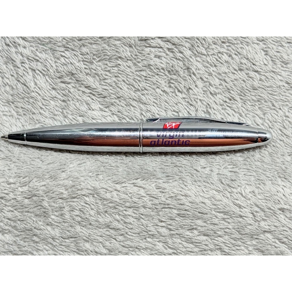 Virgin Atlantic Airways Silver Chrome Torpedo Ballpoint Pen Airline Memorabilia